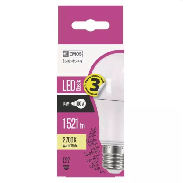 Emos LED Classic A60 14W E27, warm white