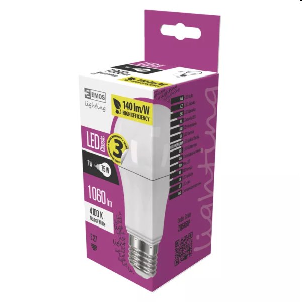 EMOS LED Žárovka Classic A60 7W E27, neutrální bílá EMOS LED Žárovka Classic A60 7W E27, neutrální bílá