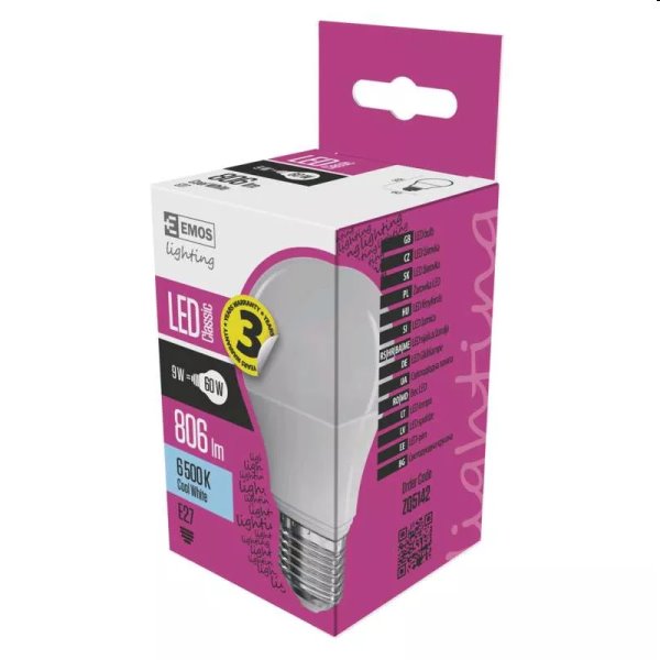 EMOS LED Žárovka Classic A60 9W E27, studená bílá EMOS LED Žárovka Classic A60 9W E27, studená bílá