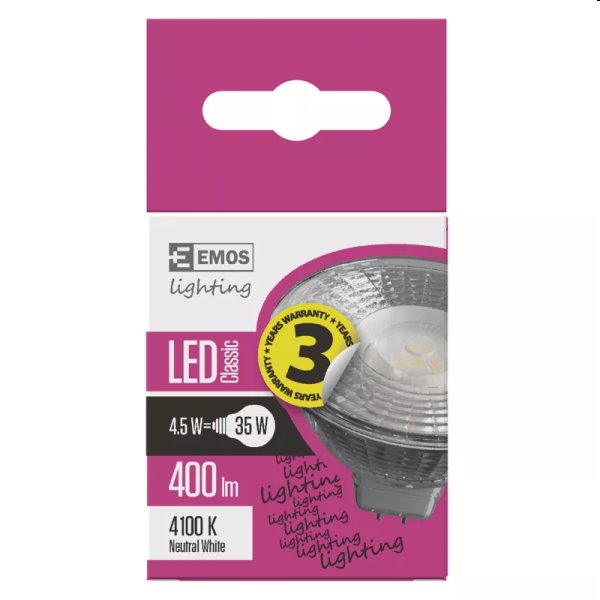 EMOS LED Žárovka Classic MR16 4,5W GU5,3, neutrální bílá EMOS LED Žárovka Classic MR16 4,5W GU5,3, neutrální bílá