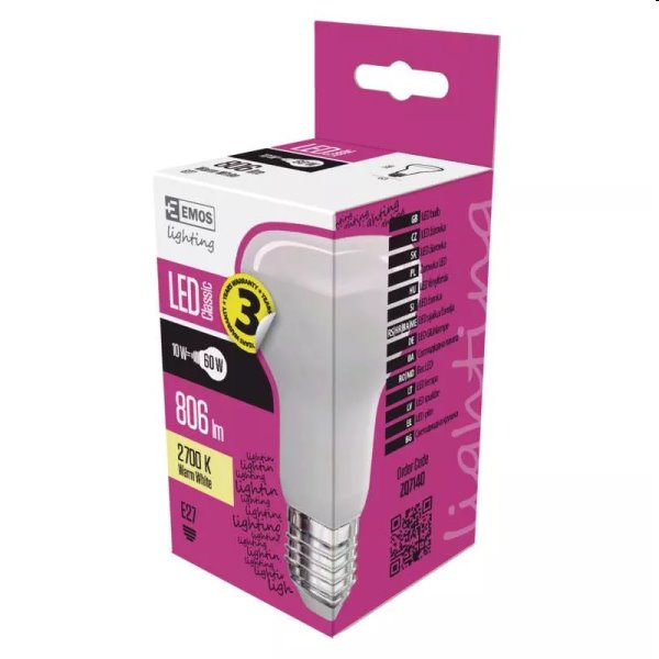 EMOS LED Žárovka Classic R63 10W E27, teplá bílá EMOS LED Žárovka Classic R63 10W E27, teplá bílá