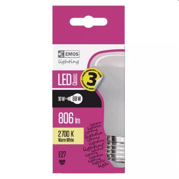 EMOS LED Žárovka Classic R63 10W E27, teplá bílá EMOS LED Žárovka Classic R63 10W E27, teplá bílá
