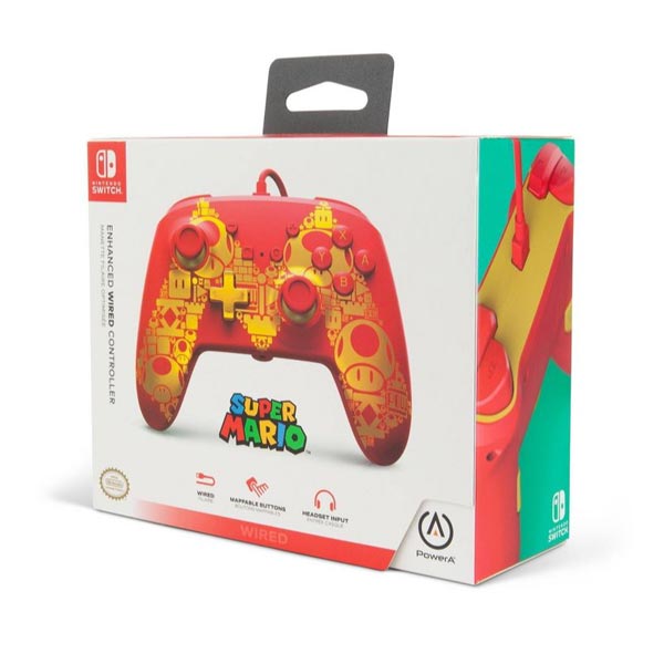 Kabelový ovladač PowerA Enhanced pro Nintendo Switch, Mario Gold M