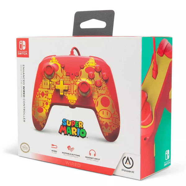 Kabelový ovladač PowerA Enhanced pro Nintendo Switch, Mario Gold M