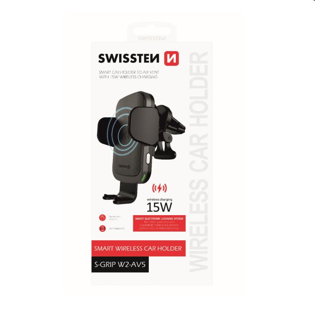 Smart držák do ventilace auta s bezdrátovým nabíjením 15W Swissten S-Grip W2-AV5