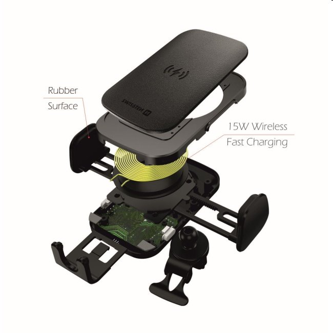 Smart držák do ventilace auta s bezdrátovým nabíjením 15W Swissten S-Grip W2-AV5