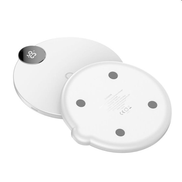 Baseus bezdrátová nabíječka s LED displejem 10W, bílá
