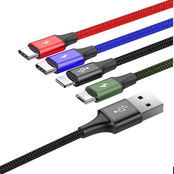 Baseus Fast 4v1 kabel USB-A/Micro-USB+Lightning+2xUSB-C 3.5A 1.2m