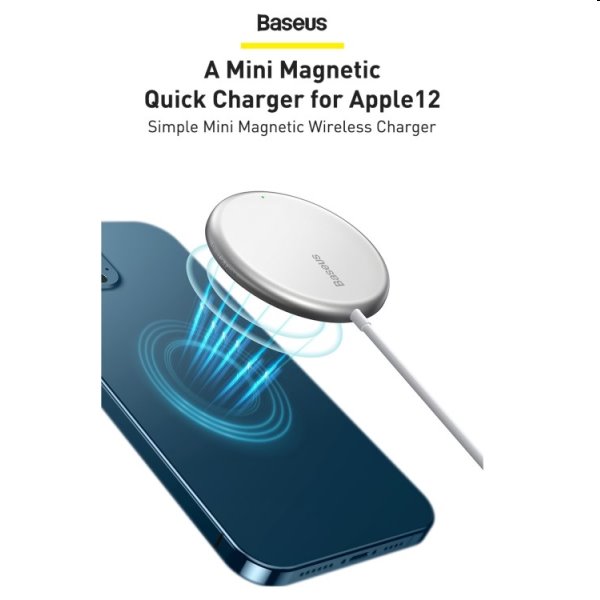 Baseus Simple Mini MagSafe nabíječka USB-C 1.5m, bílá