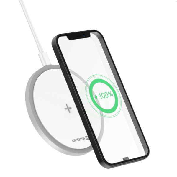Bezdrátová nabíječka Swissten 15W, bílá Bezdrátová nabíječka Swissten 15W, bílá