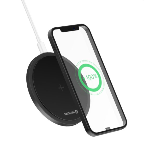 Bezdrátová nabíječka Swissten 15W, černá Bezdrátová nabíječka Swissten 15W, černá