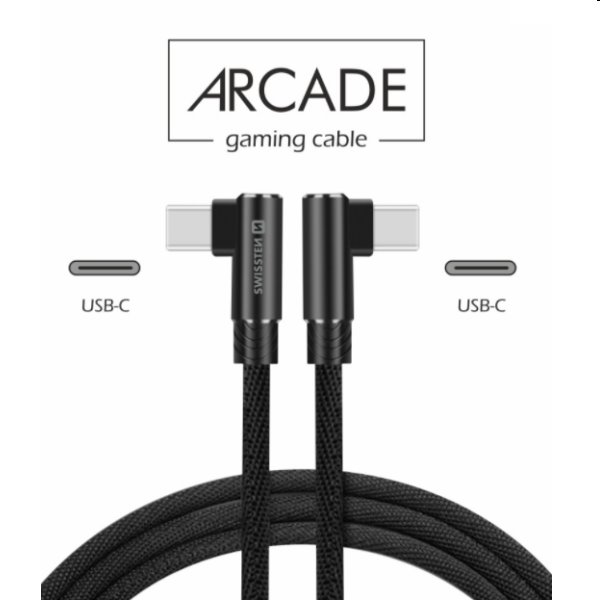 Datový kabel Swissten USB-C/USB-C textilní s podporou rychlonabíjení, černý Datový kabel Swissten USB-C/USB-C textilní s podporou rychlonabíjení, černý