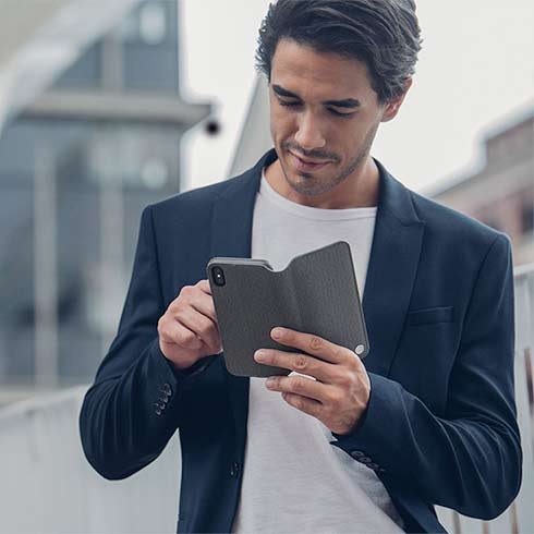 Moshi pouzdro Overture pro iPhone XS Max, herringbone gray Moshi pouzdro Overture pro iPhone XS Max, herringbone gray