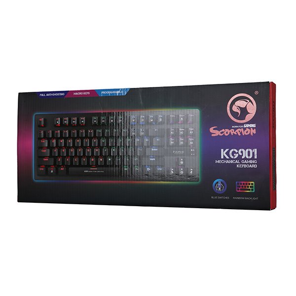 Marvo KG901, Klávesnice CZ/SK, herná, modré spínače typ drátová (USB), černá, mechanická, podsvícené Marvo KG901, Klávesnice CZ/SK, herná, modré spínače typ drátová (USB), černá, mechanická, podsvícené