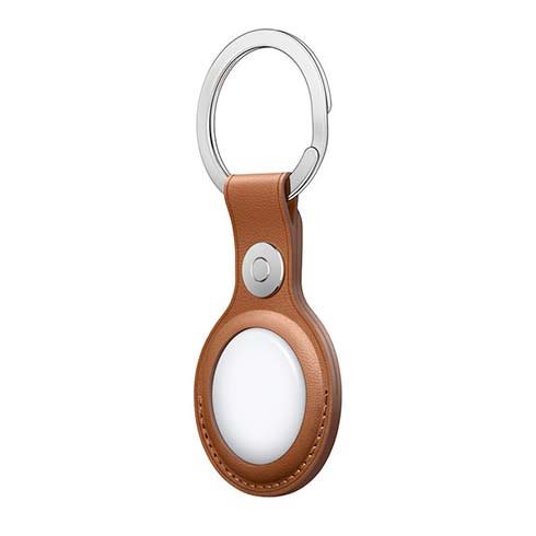 Apple AirTag Leather Key Ring, saddle brown