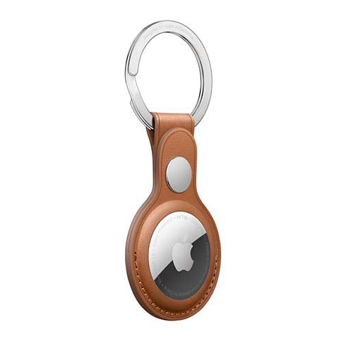 Apple AirTag Leather Key Ring, saddle brown