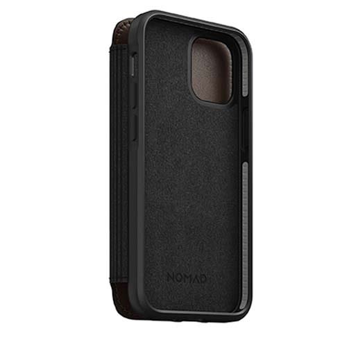 Knížkové odolné pouzdro Nomad pro iPhone 12 mini, hnědé Knížkové odolné pouzdro Nomad pro iPhone 12 mini, hnědé