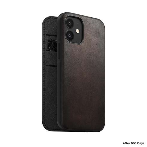 Knížkové odolné pouzdro Nomad pro iPhone 12 mini, hnědé Knížkové odolné pouzdro Nomad pro iPhone 12 mini, hnědé