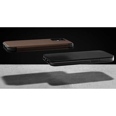 Knížkové odolné pouzdro Nomad pro iPhone 12 mini, hnědé