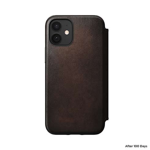 Knížkové odolné pouzdro Nomad pro iPhone 12 mini, hnědé