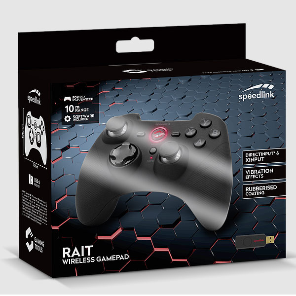 Speedlink Rait Gamepad Wireless for PC/PS3/Switch, rubber-black