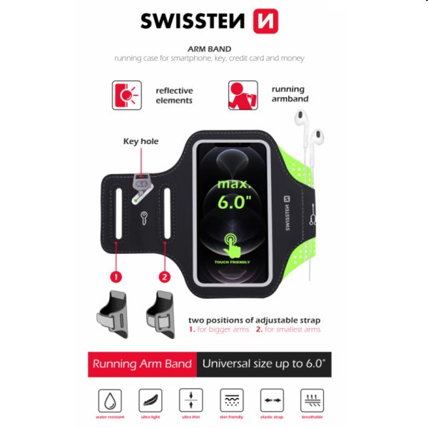 Sportovní pouzdro Swissten Armband 6", černé