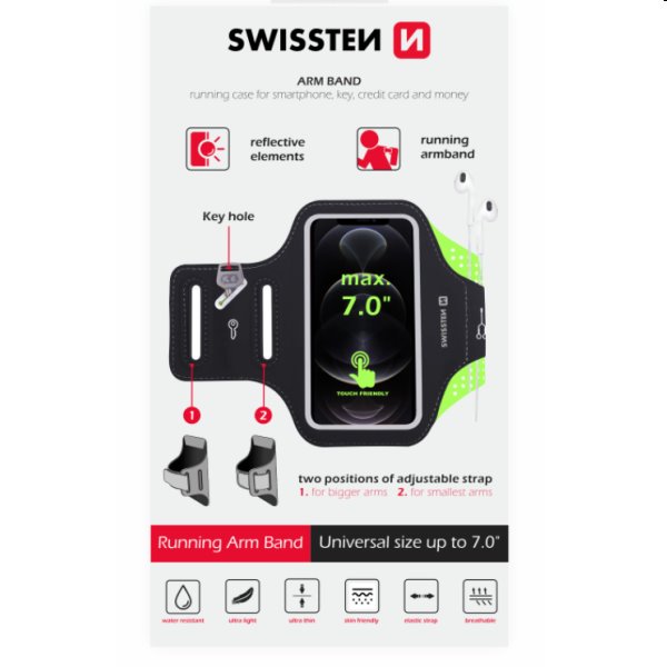 Sportovní pouzdro Swissten Armband 7", černé Sportovní pouzdro Swissten Armband 7", černé