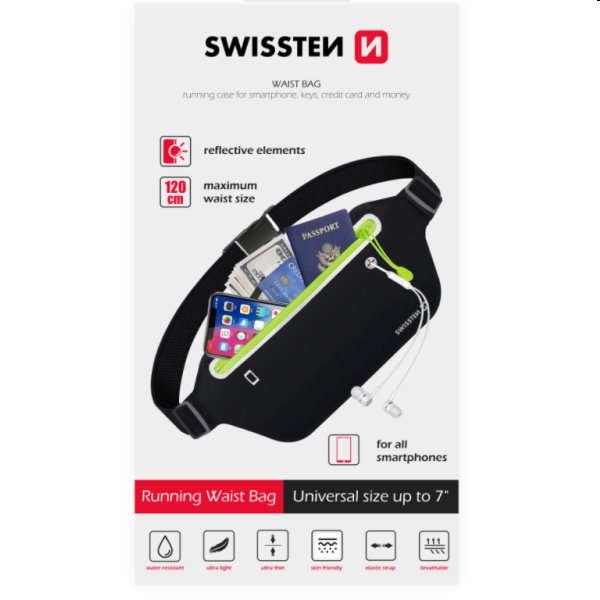 Sportovní pouzdro Swissten Line okolo pásu, černé Sportovní pouzdro Swissten Line okolo pásu, černé