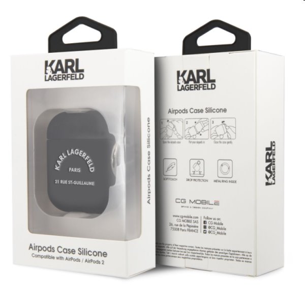 Karl Lagerfeld Rue St Guillaume silikonový obal pro Apple AirPods 1/2, černý