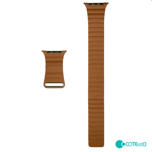 kůžený řemínek COTEetCI Leather černý Loop pro Apple Watch 42/44/45mm, saddle brown