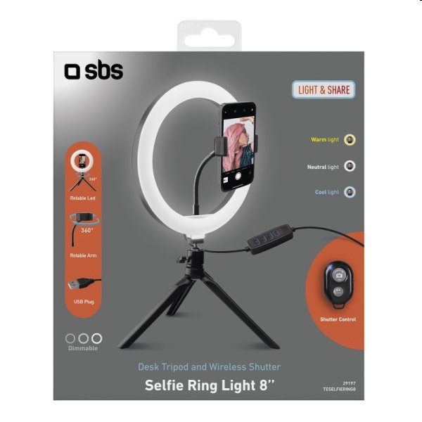 SBS Tripod Kruhové světlo 8'' a stojan SBS Tripod Kruhové světlo 8'' a stojan