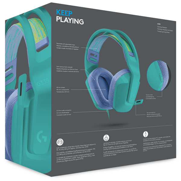 Herní sluchátka Logitech G335 Wired, mint Herní sluchátka Logitech G335 Wired, mint