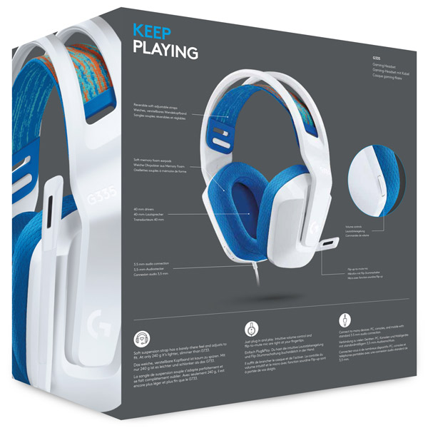 Herní sluchátka Logitech G335 Wired, white Herní sluchátka Logitech G335 Wired, white
