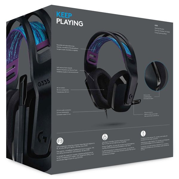 Logitech G335 - herné slúchadlá, káblové 3,5mm - čierne Logitech G335 - herné slúchadlá, káblové 3,5mm - čierne