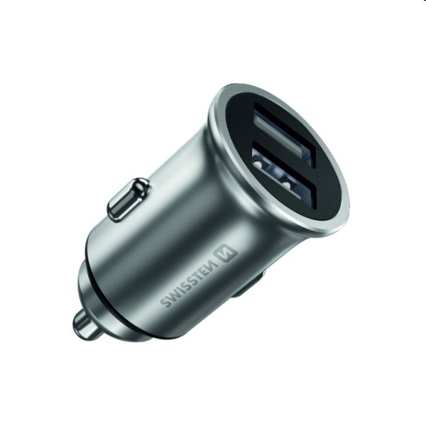 CL adapter Swissten 2x USB 4,8A, stříbrný CL adapter Swissten 2x USB 4,8A, stříbrný