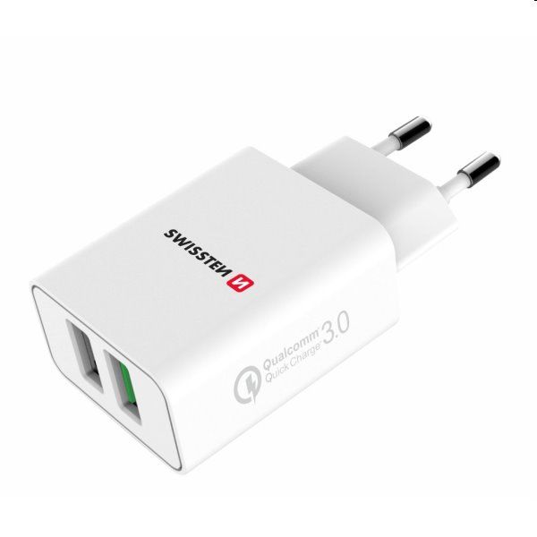 Nabíječka Swissten 2x USB QC 3.0 + USB 23W, bílá, eco balení Nabíječka Swissten 2x USB QC 3.0 + USB 23W, bílá, eco balení