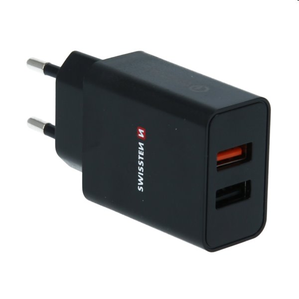 Nabíječka Swissten 2x USB QC 3.0 + USB 23W, černá