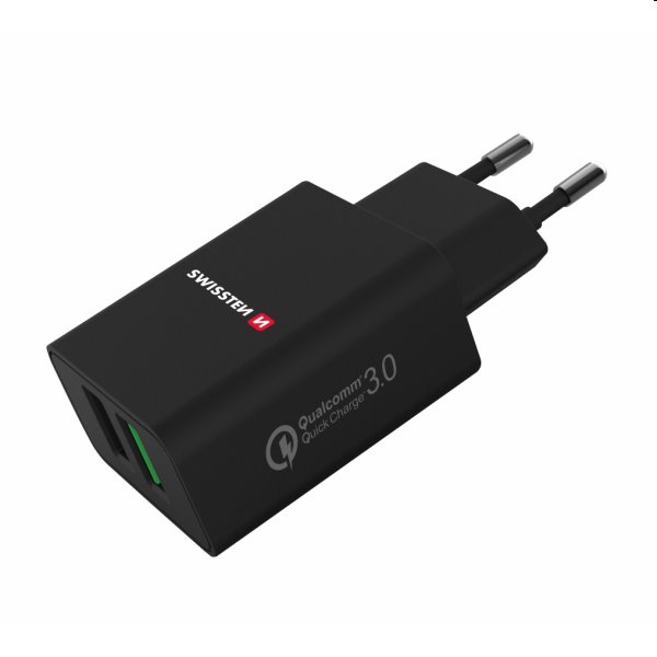 Nabíječka Swissten 2x USB QC 3.0 + USB 23W, černá