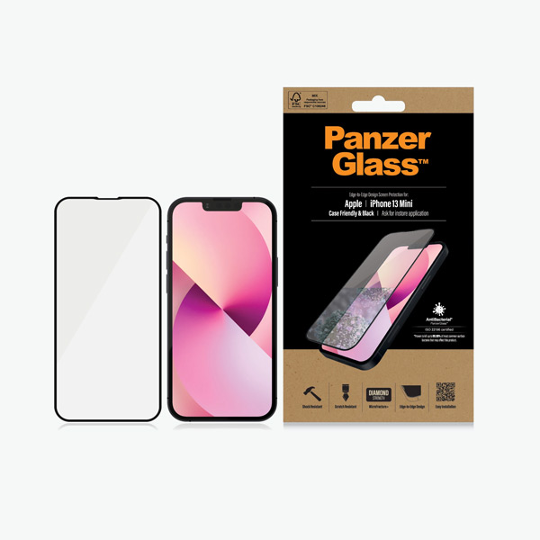 Ochranné temperované sklo PanzerGlass Case Friendly pro Apple iPhone 13 Mini, černé