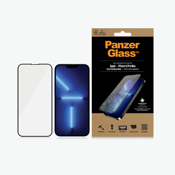 Ochranné temperované sklo PanzerGlass Case Friendly pro Apple iPhone 13 Pro Max, černé