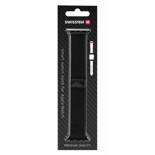 Swissten Milanese Loop řemínek pro Apple Watch 38-40, grafitová černá Swissten Milanese Loop řemínek pro Apple Watch 38-40, grafitová černá