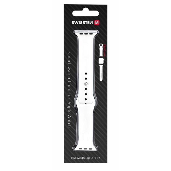 Swissten silikonový řemínek pro Apple Watch 38-40, bílý Swissten silikonový řemínek pro Apple Watch 38-40, bílý