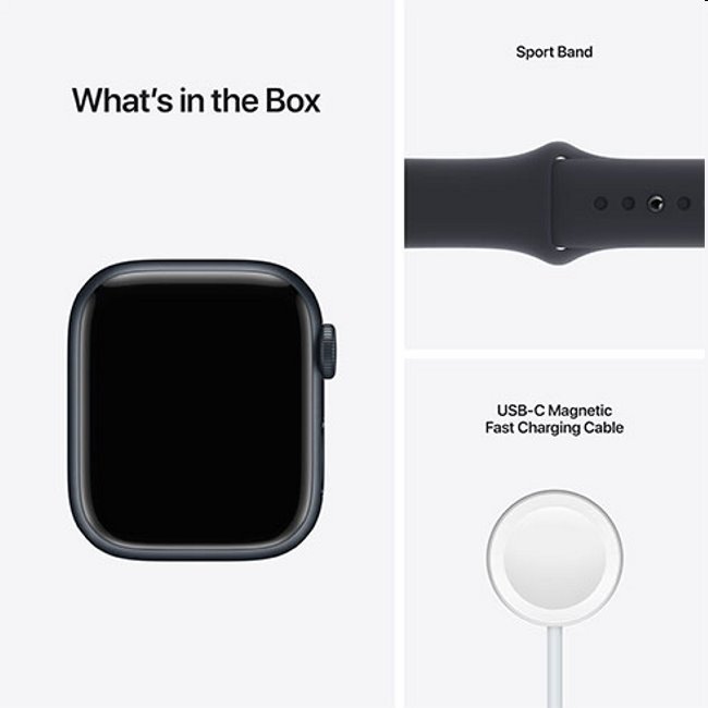 Apple Watch Series 7 GPS, 41mm Midnight Aluminium Case with Midnight Sport Band - Regular Apple Watch Series 7 GPS, 41mm Midnight Aluminium Case with Midnight Sport Band - Regular