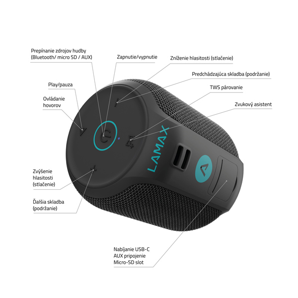 Lamax Sounder2 Mini přenosný reproduktor Lamax Sounder2 Mini přenosný reproduktor