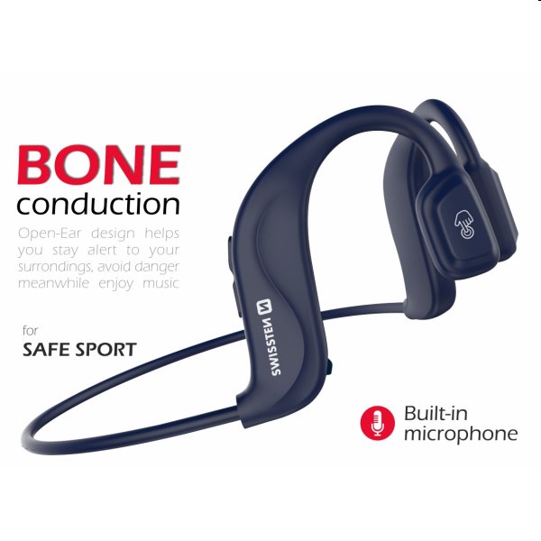 Swissten Bluetooth Earbuds bone conduction, modré