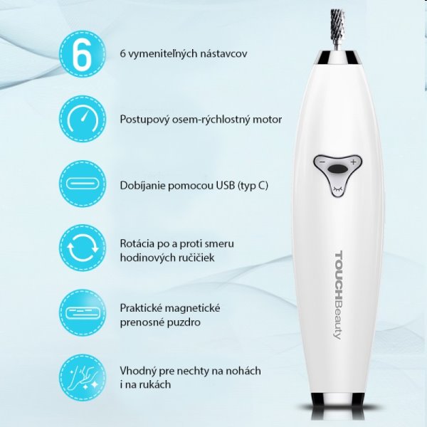 TOUCHBeauty 1039 Bruska na manikuru a pedikuru 6v1 TOUCHBeauty 1039 Bruska na manikuru a pedikuru 6v1