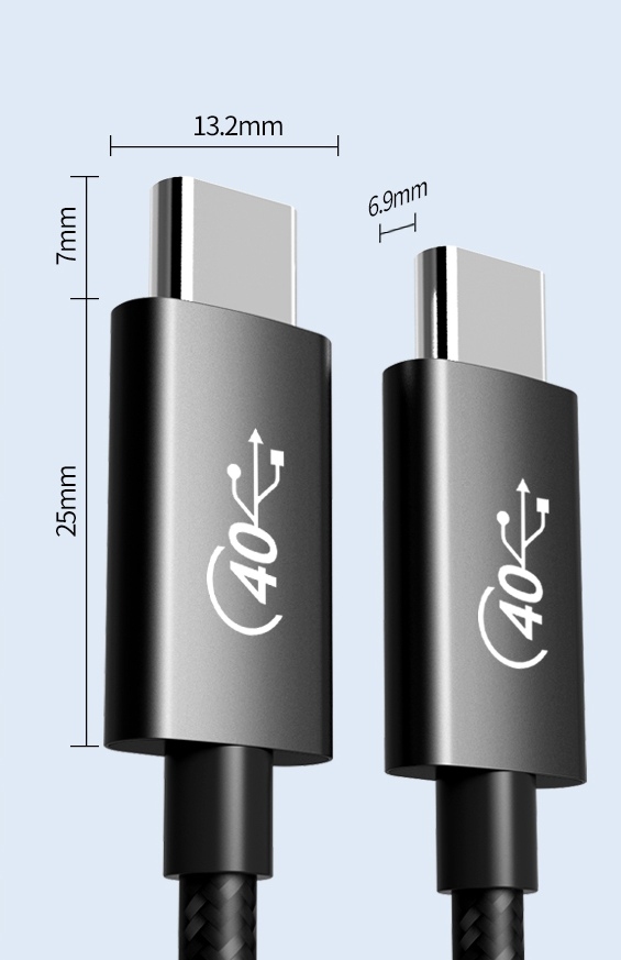 PremiumCord USB4 kábel 1 m, 40Gbps, Thunderbolt 3, certifikovaný USB-IF, černý