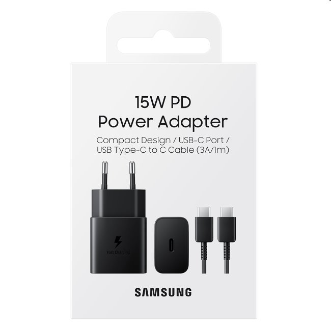 Rychlonabíječka Samsung 15W s USB-C kabelem, black
