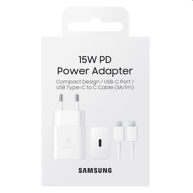 Rychlonabíječka Samsung 15W s USB-C kabelem, white