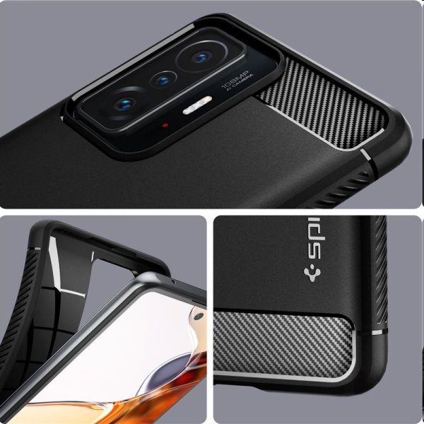 Pouzdro Spigen Rugged Armor pro Xiaomi 11T/11T Pro, černé Pouzdro Spigen Rugged Armor pro Xiaomi 11T/11T Pro, černé